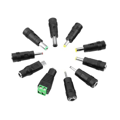 DC Plug 10 Connector Tips Kits [6.0x4.4mm 6.3x3.0mm 5.5x3.0mm 4.8x1.7mm 4.0x1.7mm 3.5x1.35mm 3.0x1.1mm 2.5x0.7mm LED Terminal Connector] Micro USB for 5.5 x 2.1mm AC Power Adaptern