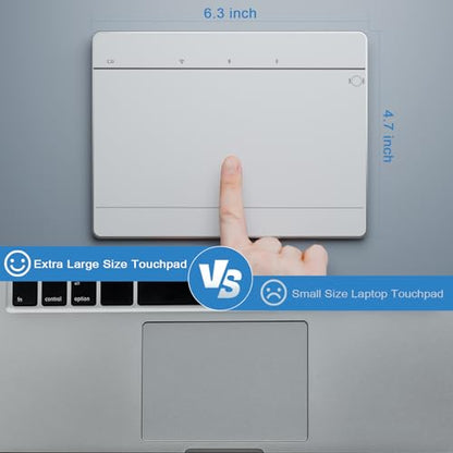 Wireless Bluetooth Trackpad for Windows 10/11, Supports 3 Connection Modes, High-Precision Multi-Gesture Touchpad, Compatible with PC Laptop Computer - color: Silver
