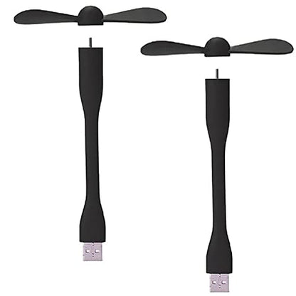 Sokelinn-six USB Flexible Fan, Mini Portable Cooling Fans USB Powered for Power Bank Laptop PC AC Charger - 2 Pack (Black) - color: Black