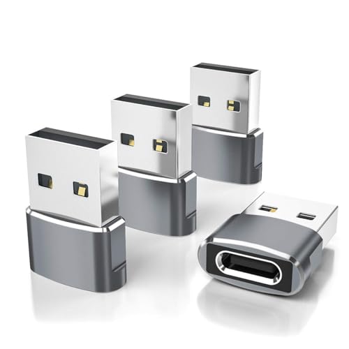 Elebase for Samsung Galaxy Z Flip 7 Adapter,USB to USB C Adaptor 4Pack,Type C Female to A Male Cable Converter for Z Fold Flip 7 6 5,A55 A54 A53 A52,Tab S10 S9 S8 A9 A8 Lite,Watch Ultra Classic Active - color: Gray