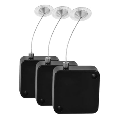 3pcs Anti-Theft Retractable Steel Cable Lock with 1m Wire and Locking Tail Hook, Automatic Security Cable Case for Mobile Phone Tether and Remote Control Protection