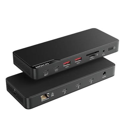 MOKiN Thunderbolt 4 Dock, Laptop Docking Station Dual Monitor, 8k@30hz Hdmi, 3*TB4 Ports 40Gb/s, USB-A/C, 2.5GbE Ethernet, Audio, SD, 85w Power for MacBook,Dell,Lenovo(Thunderbolt Certified)