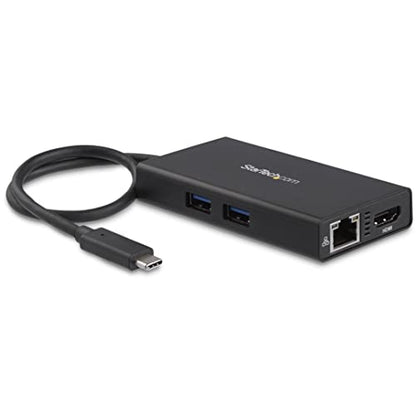 StarTech 4-in-1 USB-C Travel Dock with 4K HDMI, 60W PD, GbE, USB-A, TAA | Windows, macOS, ChromeOS, Driverless setup, 10in/25cm attached cable, USB Powered, 2-port USB-A 3.0 5Gbps - style: 60W Power Delivery | 2x USB-A 3.0