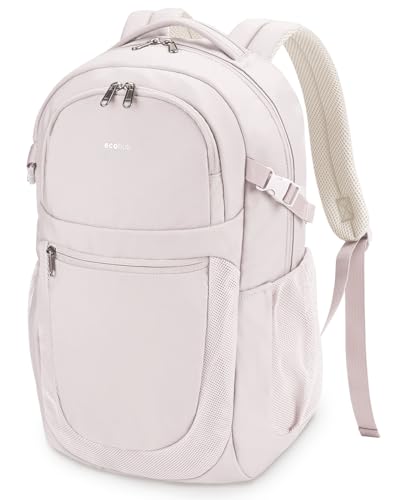 ECOHUB Travel Backpack for Women, 17.3 inch Suspended Laptop Backpack, Fashion Slim Water-Resistant 28L Personal Item Bag with 12 Pockets for Causal, Work, Beige - color: Beige