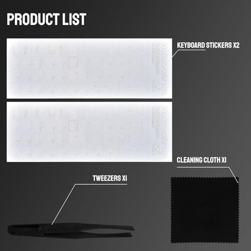 4 in 1 Hebrew Borderless Letter Keyboard Stickers Compatible with PC Computer Laptop Desktop Notebook Gaming Keyboards,Hebrew Transfer Printing Lettering Characters Repair Replacement Sticker - color: White Letter, size: Hebrew