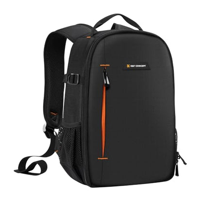 K&F CONCEPT Camera Backpack, DSLR/SLR/Mirrorless Photography Camera Bag | 10L Lightweight, 180 Degree Open, Custom Dividers, with 14in Laptop Compartment & Tripod Holder, for Canon/Nikon/Sony, B08 - style: 01-black-orange
