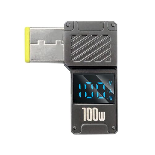 xiwai USB-C PD 65W Charge Adapter Type-C Input to Rectangular Jack Smart LED Digital Display 100W Output 20V 5A Charger Connector for Thinkpad X1 Legion Y7000P Laptop - color: Black Type-C to 1.1x4.5mm Rectangular