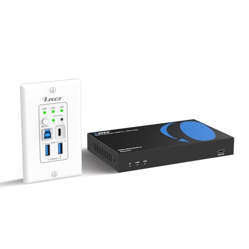 OREI USB Over Cat6 Extender 330ft, Two-Way PoC, RS-232, GPIO Support, Gen 1 | HDMI Over Ethernet with Host Extension, USB Over CAT6 – 5Gbps, Auto/Manual Host Switching, Plug & Play - size: w/ TX Wall Plate