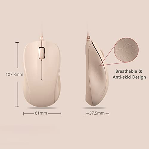 USB Silent Wired Computer Mouse with Easy Click for Office and Home, 1200DPI, Premium and Portable, Compatible with Windows PC, Laptop, Desktop, Notebook (Pink) - color: Pink
