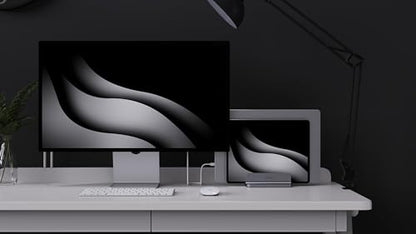Dual Aluminum Vertical Laptop Stand Organizer, Sturdy Notebook Computer Holder Stand Compatible with New Liquid Retina XDR Apple MacBook Air/Pro/Neo, Mac mini, Apple TV & iPad Pro - Spacegray - color: SpaceGrey