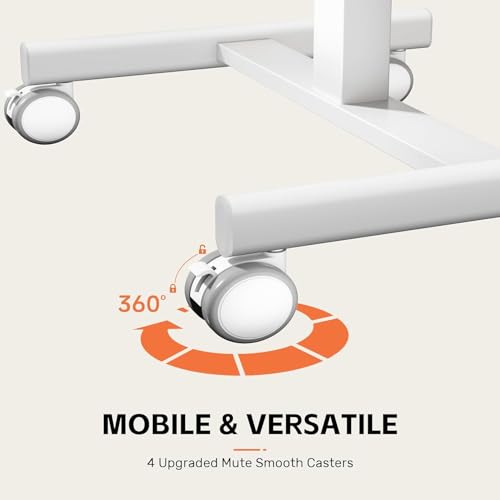 Mobile Small Standing Desk,Gas Spring Adjustable Height Rolling Portable Laptop Desk with Lockable Wheels, Computer Workstation for Home Office, White - color: White