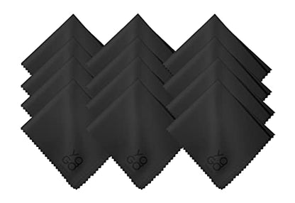 Microfiber Cleaning Cloth 12-Pack Individualy Packed (6"x 7") Glasses Cleaning Cloths for Eyeglasses Phone Computer Screen Laptop Camera Lenses (12 Black) - color: 12 Black