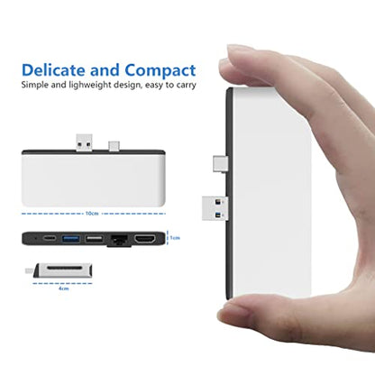 Surface Pro 7 Hub Docking Station with 4K HDMI Adapter+100M Ethernet LAN+ USB C Audio & Data Transfer Port + USB Port* 2+SD Card Reader Converter Combo Adaptor for Surface Pro 7 - style: For Surface Pro 7