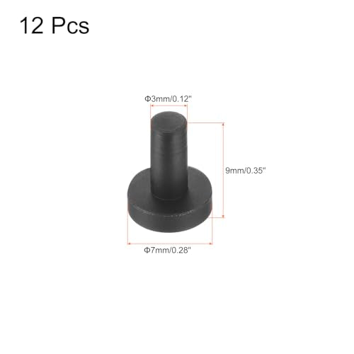 uxcell High Temp Silicone Plug Mount Dia 3mm/0.12 inch t Shaped Rubber Stopper Hole Plugs for Powder Coating Plating Waterproof Plugs Sealing Plugs Black Pack of 12(OD 7mm) - size: 3x7mm