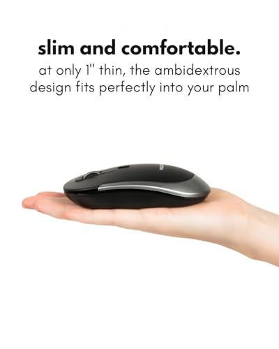 Macally Wireless Bluetooth Mouse for Mac, MacBook Pro/Air, iPad, Laptop, and PC - Quiet Click and Comfortable Apple Wireless Mouse - Rechargeable - Space Gray - color: Space Gray