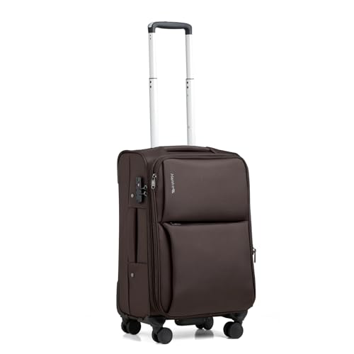 Hanke Softside Expandable 20 Inch Carry On Luggage with Wheels Airline Approved, TSA Luggage Lightweight Rolling Suitcases for Travel Carry On Bag(Coffee) - color: Coffee, size: 20 Inch Carry on