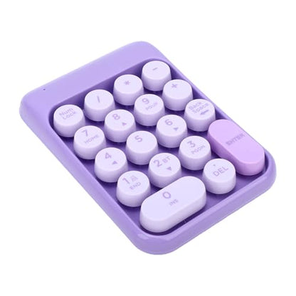 XUMIUZIY Wireless Number Pad, 2.4G / Bluetooth Numeric Keypad with Concave Dot Keycap, 18 Keys Mini Financial Accounting Number Keyboard for Laptop, PC (Purple) - color: Purple