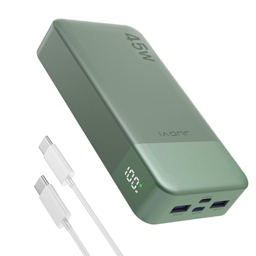JUOVI Power Bank 45W 20000mAh Portable Charger USB C, PD QC Fast Charging 4-Port(2C+2A) External Battery Pack with LED Display, for iPhone 15 16 MacBook ipad | PD QC Fast Charging with 4 USB Ports(2C 2A), LED Display External Battery Pack for iPad Tablet