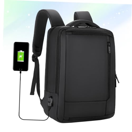 KALLORY Large Capacity USB Charging Business Laptop Backpack for Men, Black Waterproof Notebook Bookbag Suitable for Travel and Work