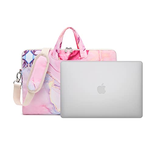 canvaslife Pink marble Patten Waterproof Laptop Shoulder Messenger Bag Case Sleeve for 14 Inch 15 Inch Laptop Case Laptop Briefcase 15.6 Inch - color: Pink Marble, size: 15 inch/15.6 inch