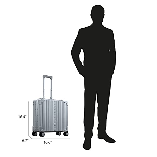 Aleon All Aluminum Lightweight 17" Rolling Laptop Catalog Case, Vertical Opening with TSA Locks & Aircraft-Grade Aluminum Frame - color: Platinum