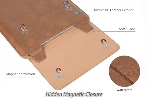 14 Inch Multifunctional Laptop Sleeve Case with Stand Soft Slim Cover for MacBook Pro/Air/ThinkPad X1/Dell XPS/Lenovo Yoga/HP Pavilion/ASUS Zenbook/LG gram/Chromebook 13.5" 13.6" 14.2" 14.5" - color: Textured Brown, size: 13.5-14.5 Inch