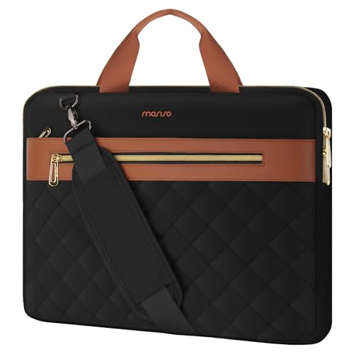 MOSISO Laptop Bag for Men, 15-16 inch Computer Bags | Compatible with MacBook Pro 16 inch, HP Dell Acer Asus, Laptop Messenger Shoulder Bag with Trolley Sleeve&Front Pocket, Black