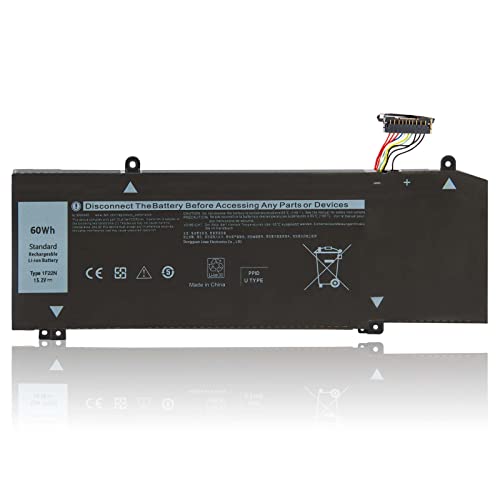 Futurebatt 1F22N 15.2V 60Wh New Laptop Battery Replacement for Dell Alienware M15 M17 R1 G7 7590 7790 G5 5590-D2783W D2743B D2865B D2863W D2842W D2843W Series 0HYWXJ HYWXJ 0JJPFK JJPFK - size: 1F22N 9.76*5.04*0.67in