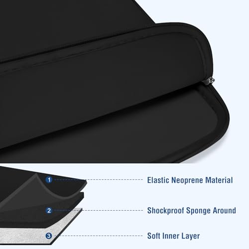 MOSISO 13.3 inch Laptop Case, 13-13.3 inch Laptop Sleeve Carrying Case | Compatible with MacBook Neo/Air/Pro 13 inch with A18/M5/M4/M3/M2/M1 Chip, 2026-2016, Neoprene Bag with Curved Pocket, Black