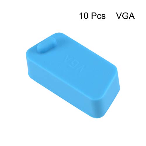 uxcell 10pcs VGA Port Cover Silicone Anti Dust Protectors Cap for DB9, Blue - color: Blue