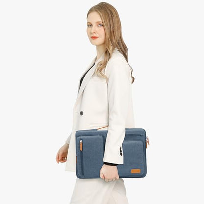MOSISO 360 Protective Laptop Case 15 inch, 15 inch Laptop Sleeve Compatible with MacBook Air M4 M3 M2 2025 2024 2023, Dell XPS Plus, Side Open Carrying Case with 4 Zipper Pockets&Handle, Haze Blue - color: Haze Blue, size: 15 inch