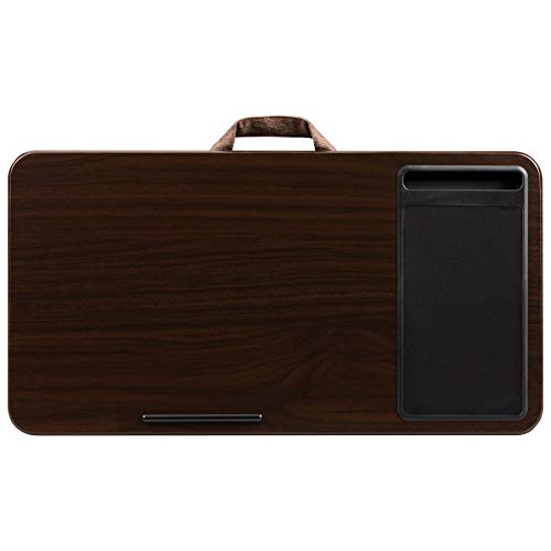 LapGear Home Office Lap Desk with Mouse Pad and Phone Holder - Espresso Woodgrain - Fits Up to 15.6 Inch Laptops - Style No. 91475, Pro Name with Wrist Rest