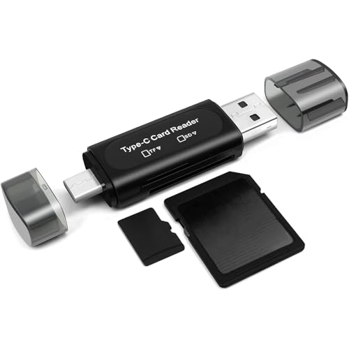 Micro SD Card Reader 4in1 Type C USB A Dual Slot Adapter for SD SDHC SDXC MicroSD for PC Laptop Smartphone Camera Tablet, Black - color: Black