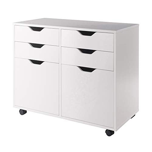 Winsome Halifax Mobile Storage Cabinet with Doors & Drawers, Stylish & Functional Home Storage Cabinet for Filing, Kitchen Organization, Moveable Furniture for Office, Dorms, Apartments - color: White, style: 2 Doors, 4 Drawers