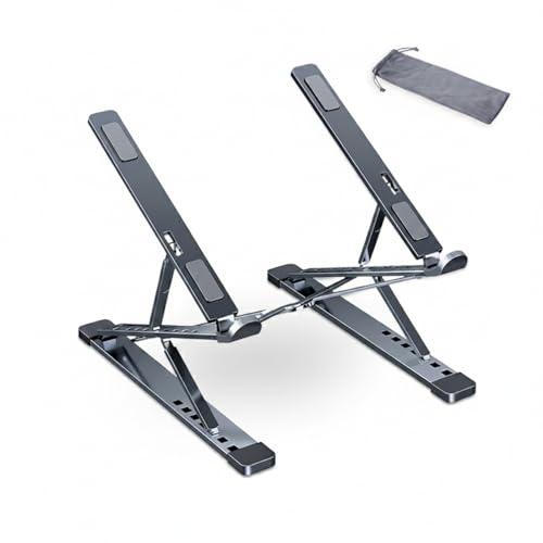 Laptop Stand, Adjustable Aluminum Notebook Riser with 360-Degree Rotation, Foldable Portable Computer Holder for Desk