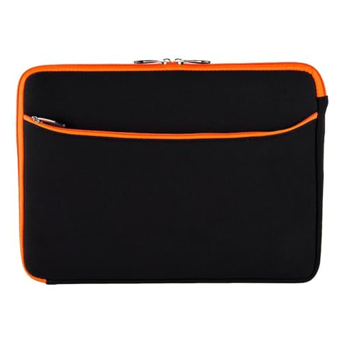 Neoprene 13.3 inch Laptop Sleeves, Slim Computer Bag for 13 in Notebooks, Tablets, Protective Cover for Men and Women - color: Black / Orange