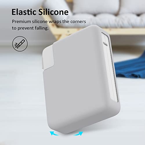 140W Soft Silicone Power Adapter Sleeve Case for 2021-2024 2026 MacBook Pro 16 inch M5 A3428 A3429 M4 A3403 A3186 M3 A2991 M2 A2780 M1 A2485 Charger Protective Cover (140W), Gray - color: Gray