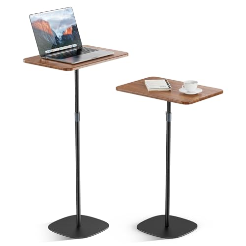 Portable Laptop Floor Stand, Bedside/Sofa Table with Height Adjustable 18''~48'', Sleek Wooden Lectern Standing Desk Mobile Podium for Home, Office, School, Black - color: Black