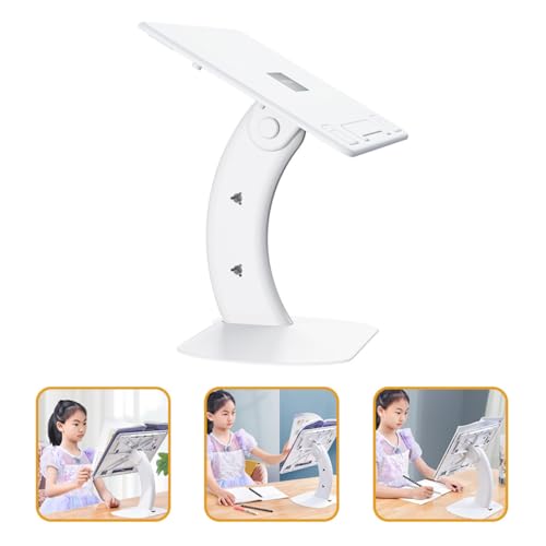 Cabilock Ergonomic Laptop Holder and Riser Stand with Anti-Slip Base, Portable Foldable White Laptop Support for Desk Reading and Study