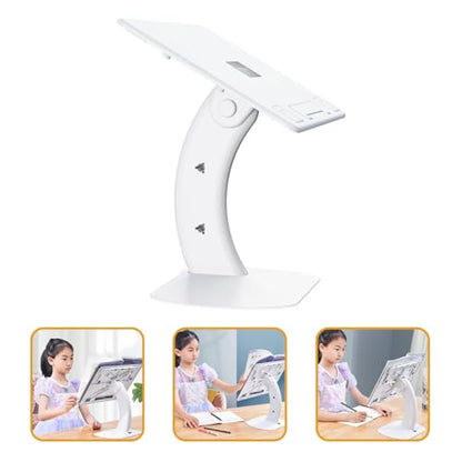 Cabilock Ergonomic Laptop Holder and Riser Stand with Anti-Slip Base, Portable Foldable White Laptop Support for Desk Reading and Study