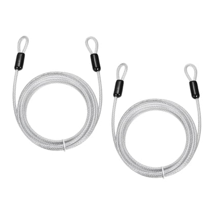 PATIKIL Security Cable Lock (3/16" Dia 8.2ft 132lb Load Capacity, Clear)(2 Pcs) Vinyl Coated Stainless Steel Flexible Wire Rope Safety Cable Luggage Lock with Double Loops - color: Clear, size: 3/16" x 8.2 ft, 132lb Load