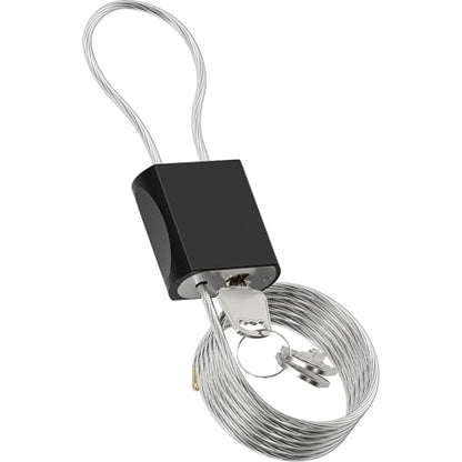 Cable Padlock Free Adjustable Lock 3 Keys, 6.56ft/2m Black | Steel Cable 1/6"(4mm)Diameter, Lock & Secure, Weatherproof for Bikes, Lockers, Gate, Fence, Shed, Outdoor Equipment etc - color: Black-6.56ft(2m)