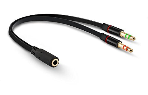 D & K Exclusives Headphone Splitter for Computer, 3-Pack Audio/Mic Splitter 3.5mm Female to 2 Dual 3.5mm Male Headphone Mic Audio Y Splitter Cable Smartphone Headset to PC Adapter, Black, Red, White