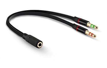 D & K Exclusives Headphone Splitter for Computer, 3-Pack Audio/Mic Splitter 3.5mm Female to 2 Dual 3.5mm Male Headphone Mic Audio Y Splitter Cable Smartphone Headset to PC Adapter, Black, Red, White