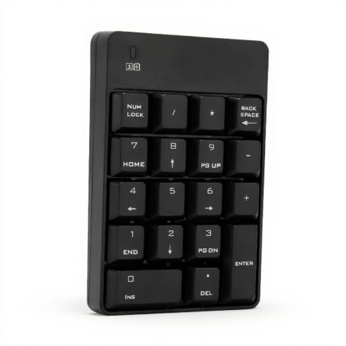 Numeric Keypad, 18 Key Wireless USB Number Pad with Low Noise Design and Comfortable Tilt Angle, for Laptop Desktop PC OS X (Black) - color: Black