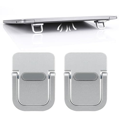 Giantree 2 Pcs Mini Portable Foldable Keyboard Stand for Desk, Invisible Laptop Stand, Self-Adhesive Keyboard Riser Feet for Most Keyboards (Silver), 10.24x4.72 inch