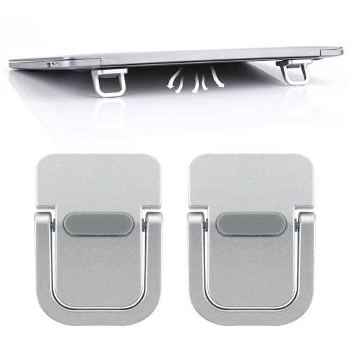 Giantree 2 Pcs Mini Portable Foldable Keyboard Stand for Desk, Invisible Laptop Stand, Self-Adhesive Keyboard Riser Feet for Most Keyboards (Silver), 10.24x4.72 inch