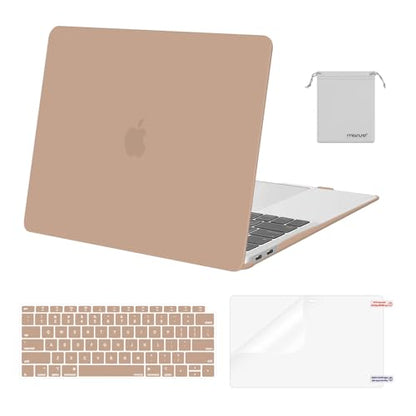 MOSISO Compatible with MacBook Air 13 inch Case M1 2021 2020 2019 2018 | A2337 A2179 A1932, Protective Hard Shell&Keyboard Cover&Screen Film&Pouch for MacBook Air 13.3 inch Case, Bronze Brown - color: Bronze Brown
