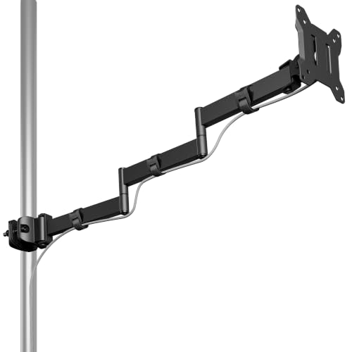 monTEK Universal Pole Monitor Arm 25 Inch Extra Long Reach - Single Desk Mount for 17-32 inch Screens, Steel Full Motion Mount, VESA 75/100mm, 636mm Extension - size: 27" Long Arm