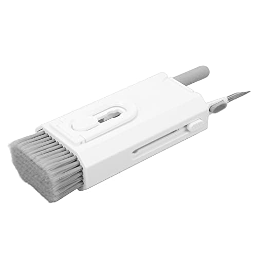 Cuifati 8 in 1 Detachable Keyboard Cleaning Brush with Hook and Loop, Versatile for Phone Laptop Tablet Headset Deep Crevice Cleaning, Builtin Key Puller (White) - color: White